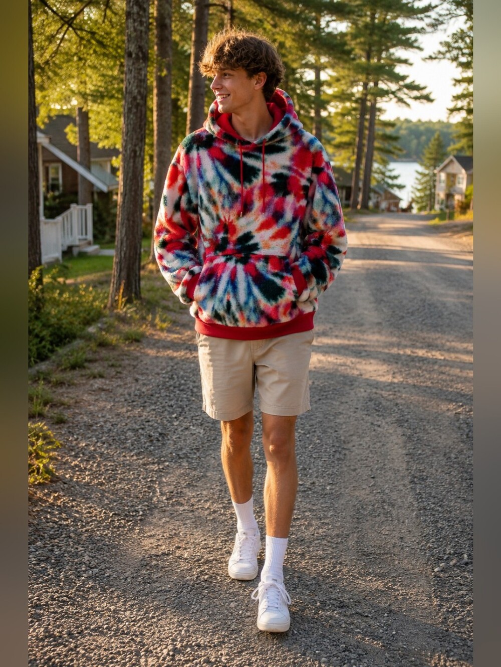 ASOS DESIGN Oversized Plush Fleece Tie Dye Hoodie Men's Medium Cozy